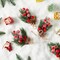 Christmas Berries Red Stems Evergreen Pine Branches (6pcs) 3"D x 3"W x 0.7"H